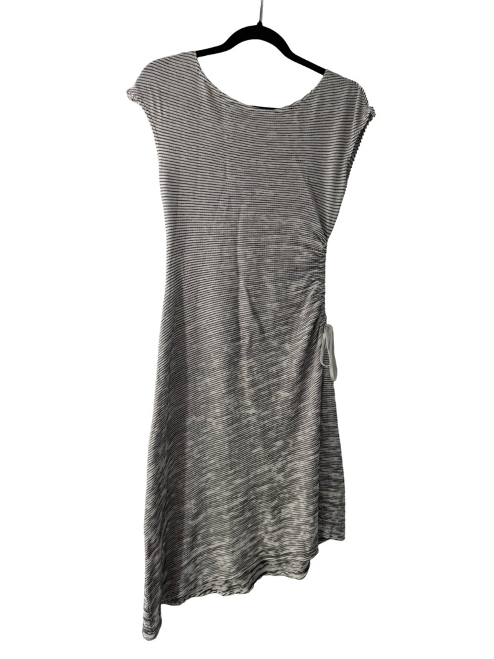 Max Studio Ruched Side Drawstring Dress XS Black White Stripe